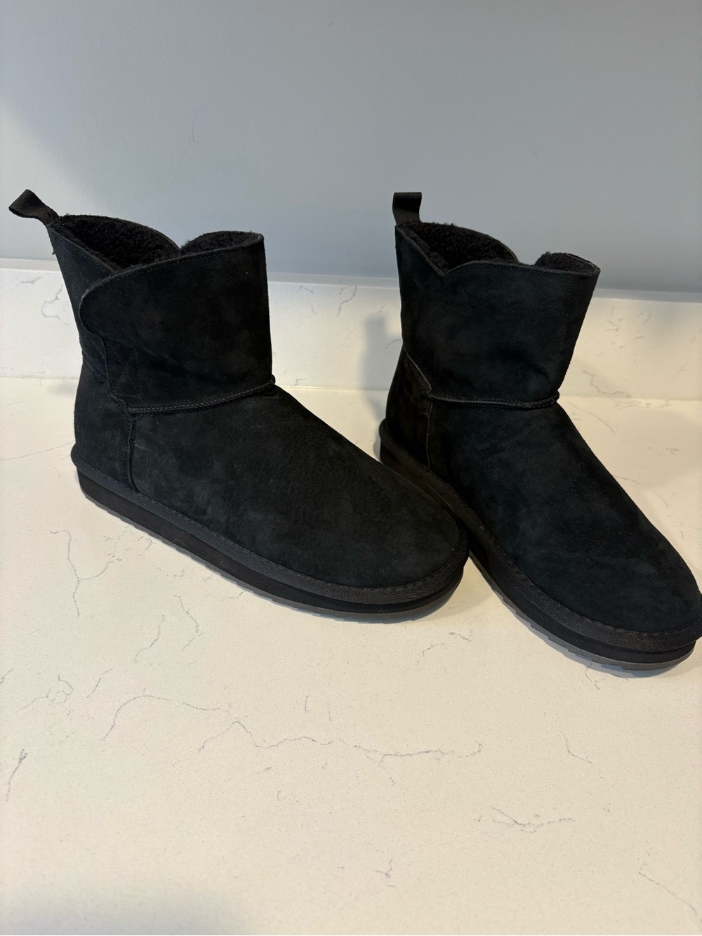 Classic Black Lands’End Suede Cozy Ankle Boots